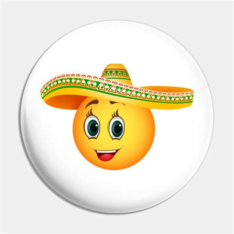 Emoji in Mexican sombrero - Emoji - Pin | TeePublic