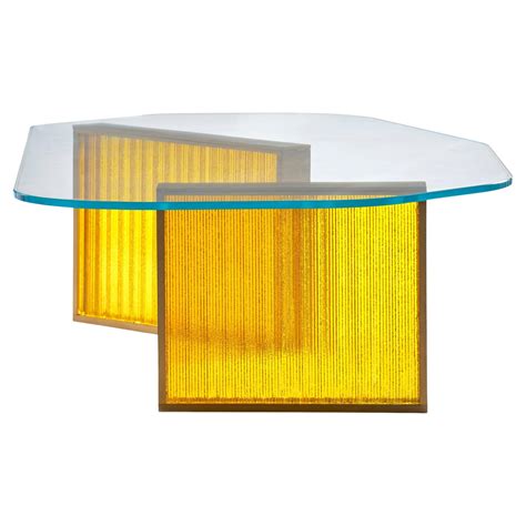 Aurora Sofa Table III, Large Amber Glass Coffee Table For Sale at 1stDibs