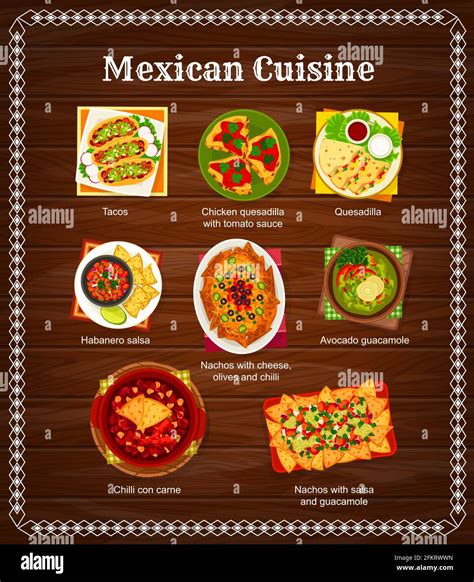 Mexican cuisine menu, Mexico food dishes and meals, vector tacos and ...