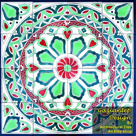 Architectural Tiles, Hand Painted Persian Style Mosaic Medallion - Etsy