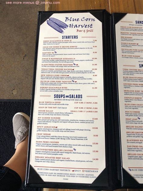 Menu at Blue Corn Harvest Bar & Grill, Georgetown, Georgetown