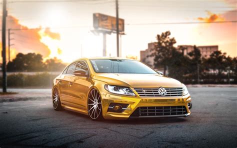 Volkswagen Passat CC Car Tuning Gold Front HD desktop wallpaper : Widescreen : High Definition ...