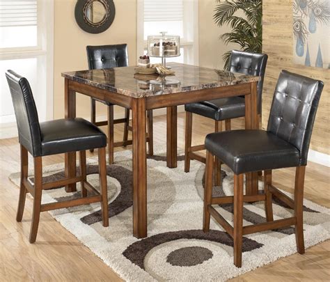 Signature Design by Ashley Theo D158-233 5 Piece Square Counter Height Table Set with Bar Stools ...