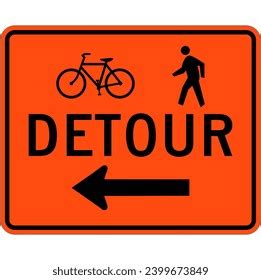 Bike Pedestrian Detour Sign Left Arrow Stock Vector (Royalty Free) 2399673849 | Shutterstock