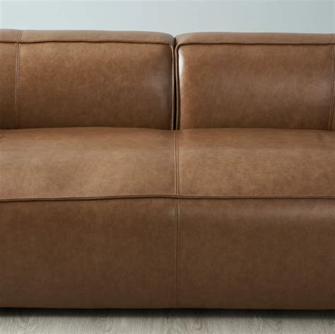 Anver Vintage Tan Leather 4-Seater Sofa