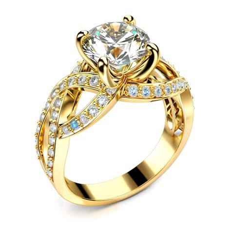 Premium Photo | A gold ring with diamonds and a diamond