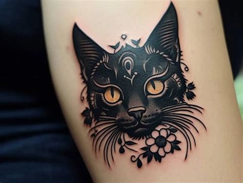 Mystical Whiskers: Black Cat Head Tattoos With Designs | Black cat tattoos, Cat eye tattoos, Cat ...