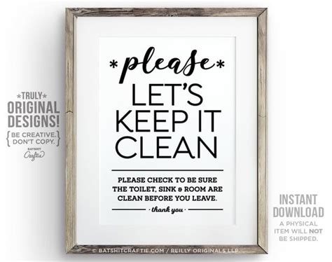 Please Keep it Clean Bathroom Sign PRINTABLE sink and toilet | Etsy