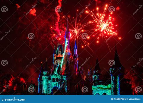 Spectacular Fireworks in Happily Ever after Show at Cinderella`s Castle ...