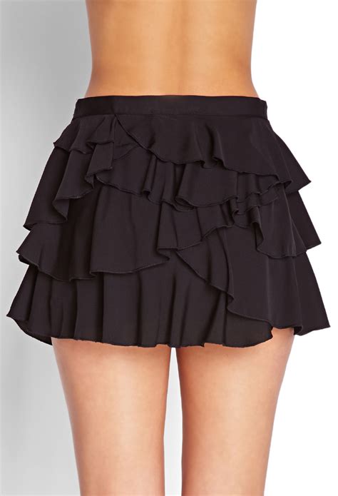 Lyst - Forever 21 Ruffled Mini Skirt in Black