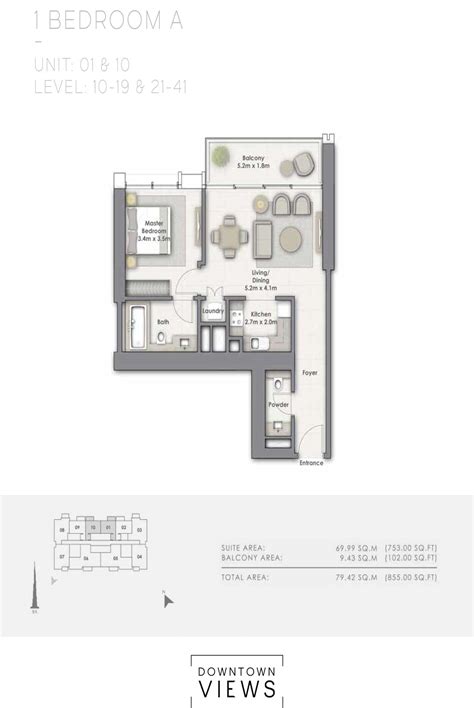 Downtown Views Apartments Floor Plans in Downtown Dubai