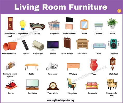 Living Room Furniture: Useful List of 60 Objects in The Living Room - English Study Online