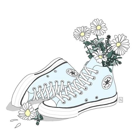 #converse #drawing #sketch #dessin #illustration #art #shoes #flower #mydrawing #virginie_gini_b ...