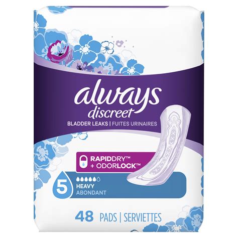 Always Discreet Incontinence Pads for Women, Heavy Absorb, 48 ct ...