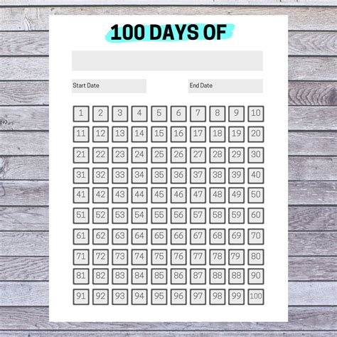 100 Days Challenge Printable Planner Bullet Journal Erin | Etsy