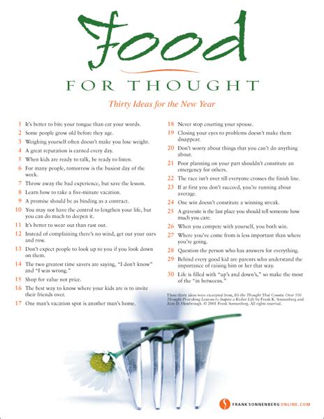 Food For Thought Poster: 30 Ideas for the New Year