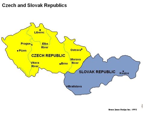 Tsjekkia og slovakia kart - Kart over tsjekkia og slovakia (Øst-Europa - Europa)