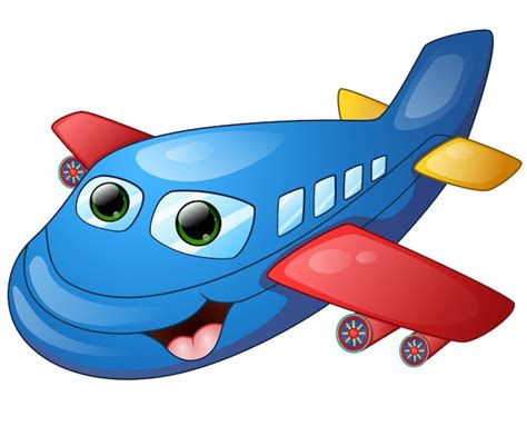 Dibujos animados de avión feliz | Vector Premium