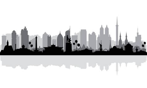 Jakarta City Skyline Silhouette Background Architecture Building Poster Vector, Architecture ...