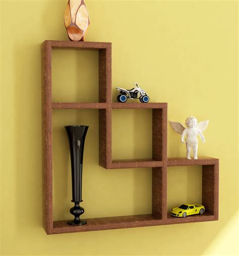 Home Sparkle Wooden L-Shaped Wall Rack (Brown): Amazon.in: Home & Kitchen Wooden Wall Shelves ...