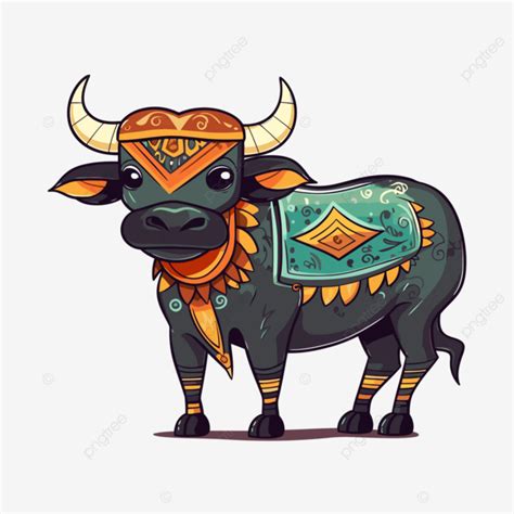 Carabao Clipart Cartoon Bull In A Traditional Costume Vector, Cartoon Clipart, Bull Clipart ...