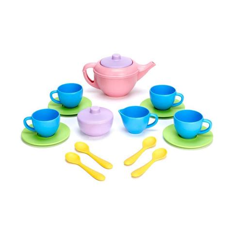 Green Toys Tea Set Pink | Green toys, Tea set, Toy kitchen