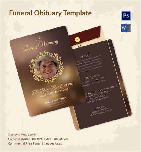 FREE 11+ Sample Funeral Obituary Templates in PDF | PSD | MS Word