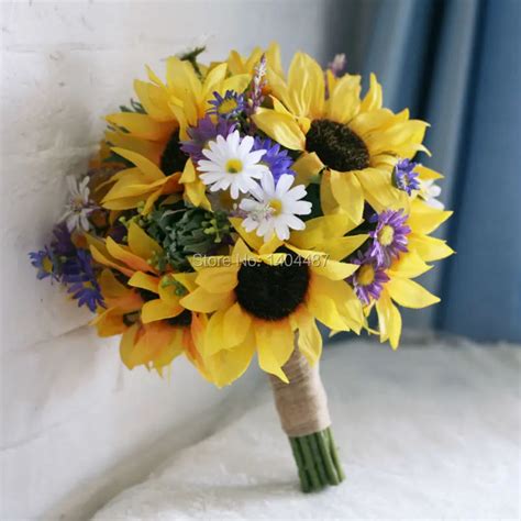 Sunflower And Daisy Wedding Bouquet