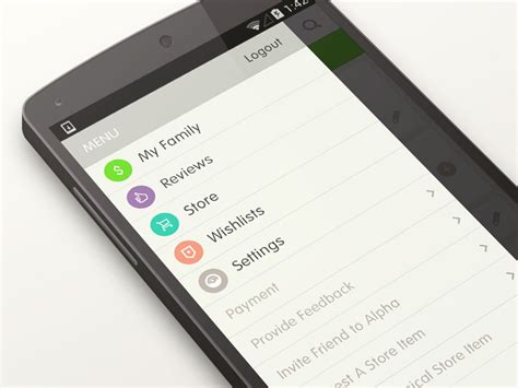 Menu for Android app I just finished by Giles Dickerson on Dribbble