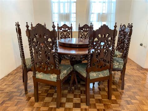 Vintage Narra Dining Table and Chairs for 8, Furniture & Home Living ...