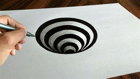 Very Easy 3D Trick Art How to Draw a Round Hole on Paper