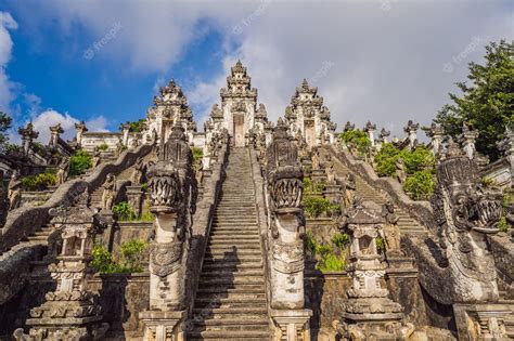 Premium Photo | Three stone ladders in beautiful pura lempuyang luhur temple summer landscape ...