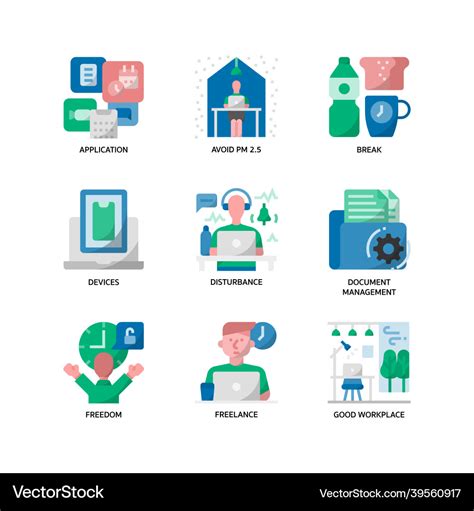 Work from home icons set Royalty Free Vector Image