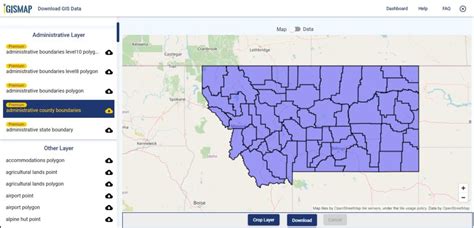 Download Montana State GIS Data - County, rail, highway shapefile