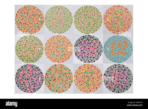 Ishihara color vision test plates used for color blindness screening Stock Photo - Alamy