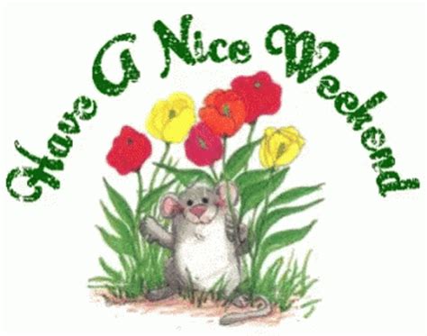 Mouse Have A Nice Weekend Greeting Sparkle GIF | GIFDB.com