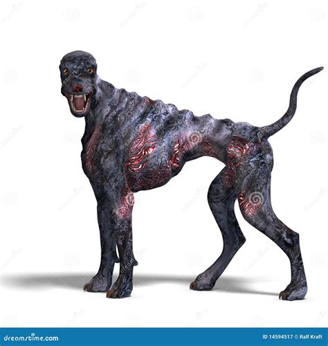 Creepy Alien Dog Out Of Hell. 3D Rendering With Stock Image ...