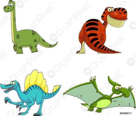 Dinosaurio dibujos animados personajes. vector mano dibujado colección conjunto - vector de ...