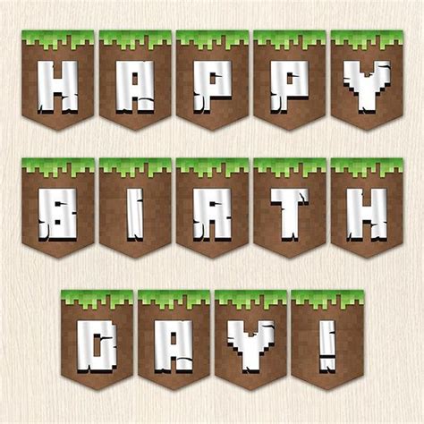 Minecraft Birthday Banner. All abc letters in Minecraft Style. | Happy ...