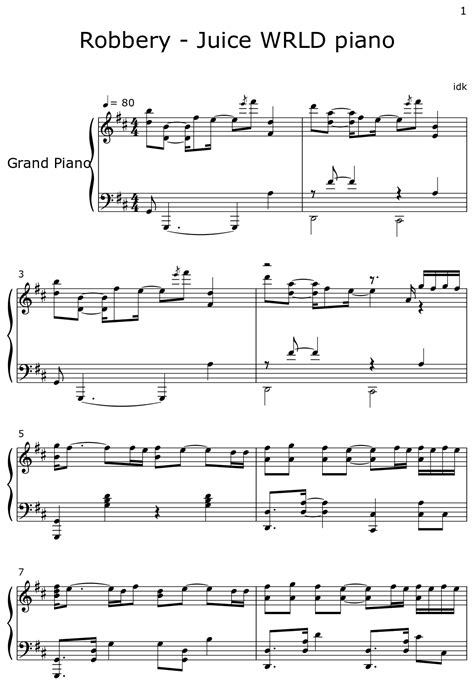 Robbery - Juice WRLD piano - Sheet music for Piano