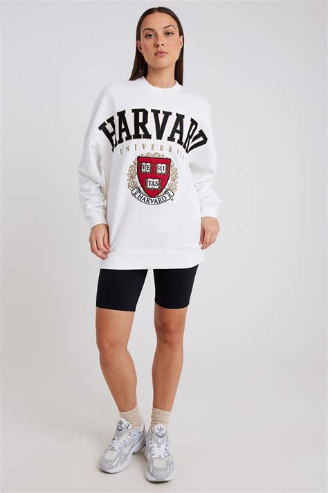 ncaa Vintage Harvard Crew Neck Sweater Vintage White | Stylerunner