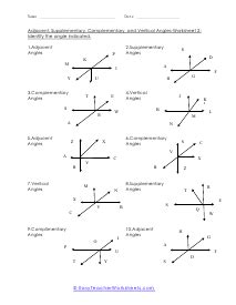 Adjacent, Supplementary, Complementary, and Vertical Angles Worksheets