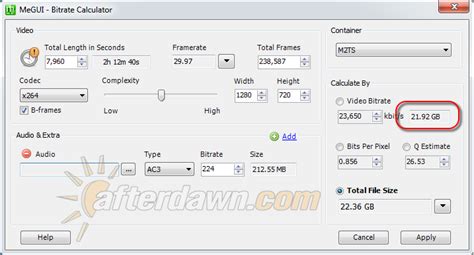 AfterDawn Blu-ray Encoding Tutorial Lesson 6 - Advanced Bitrate Calculation - AfterDawn: Guides