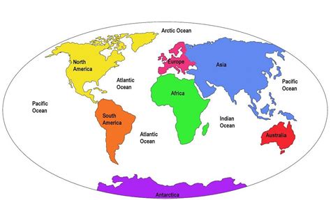 Label 7 Continents On The Map Of The World