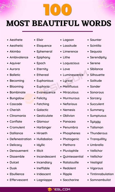 200+ Beautiful Words in English | List of Elegant, Pretty Words • 7ESL