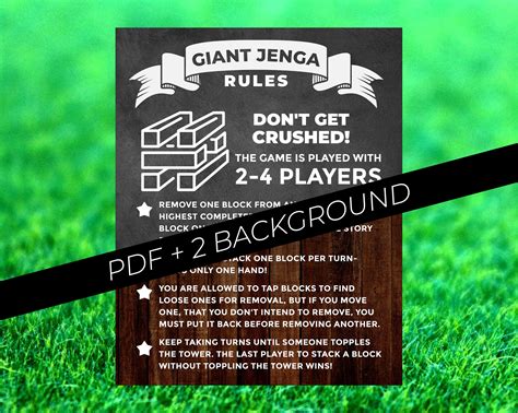 Giant Jenga Poster Giant Jenga Rules Giant Jenga Decals | Etsy