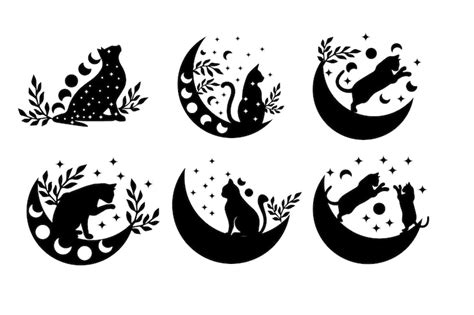 Premium Vector | Cat moon silhouette design