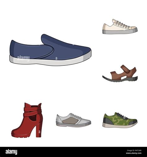 Different shoes cartoon icons in set collection for design. Men and ...