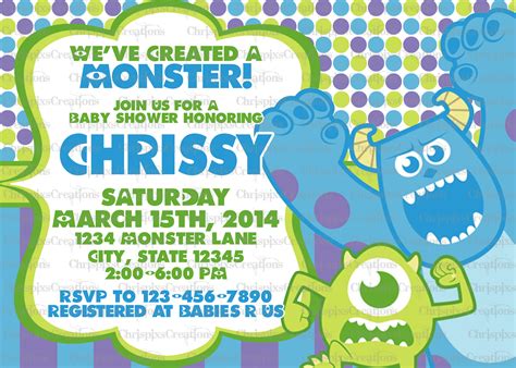 Monsters Inc Baby Shower Invitation