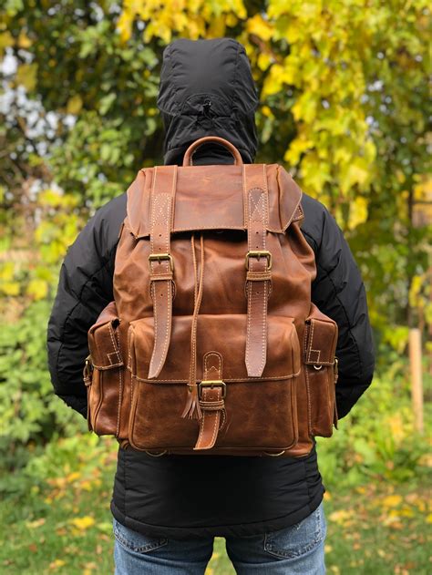 Extra Large Innovative Leather Hiking Backpack Travel - Etsy